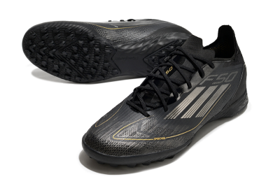 Adidas F50 Pro TF Football Shoes - Black/Silver/Gold