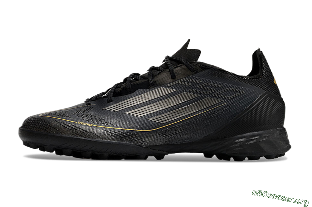 Adidas F50 Pro TF Football Shoes - Black/Silver/Gold 3