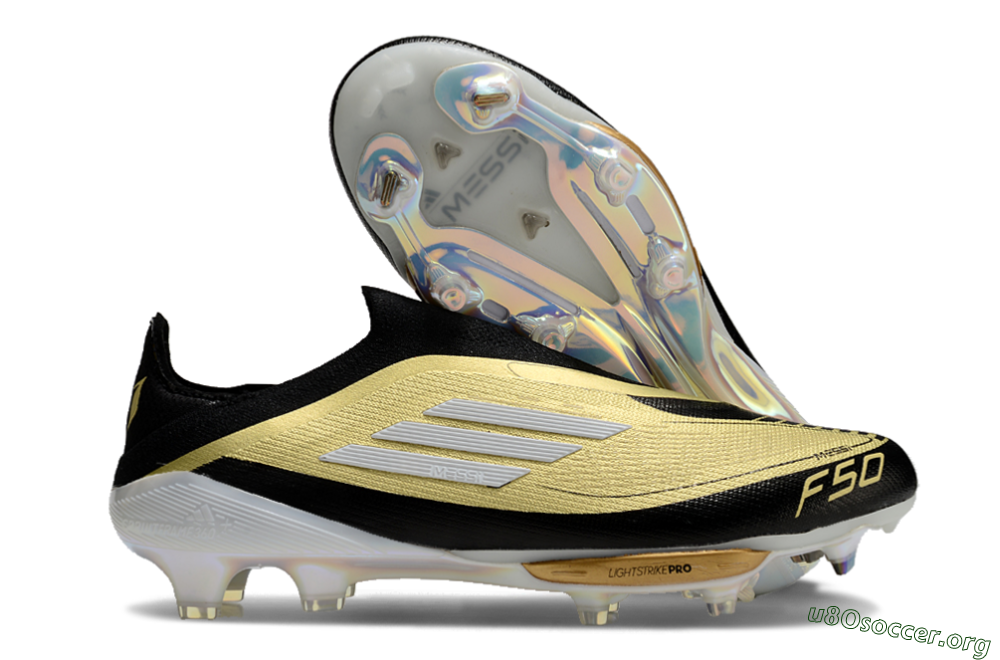 Adidas F50+ Lightstrike Pro Laceless FG Football Boots - Gold/Black/White 2