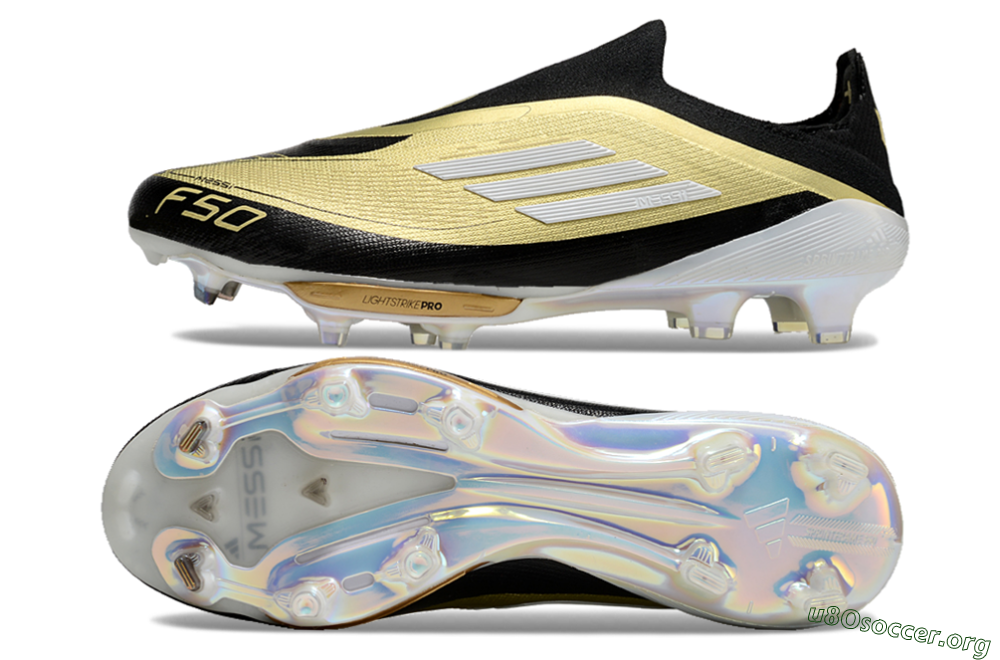 Adidas F50+ Lightstrike Pro Laceless FG Football Boots - Gold/Black/White 1