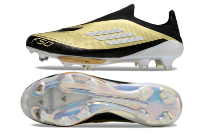 Adidas F50+ Lightstrike Pro Laceless FG Football Boots - Gold/Black/White