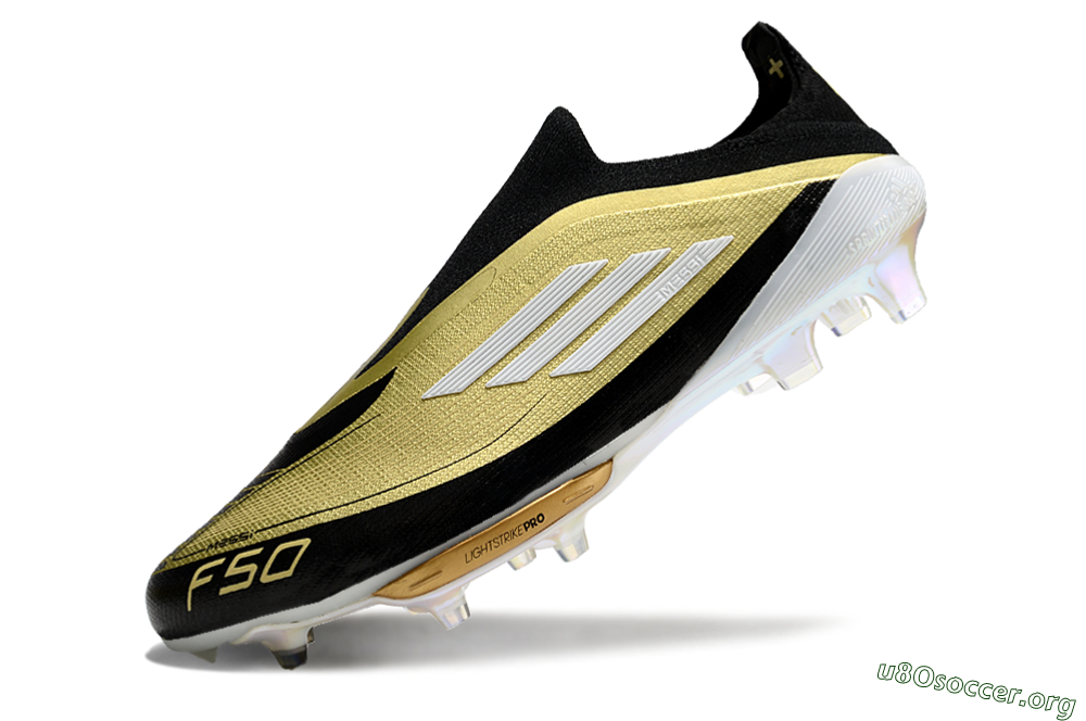 Adidas F50+ Lightstrike Pro Laceless FG Football Boots - Gold/Black/White 5