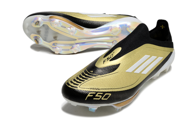Adidas F50+ Lightstrike Pro Laceless FG Football Boots - Gold/Black/White