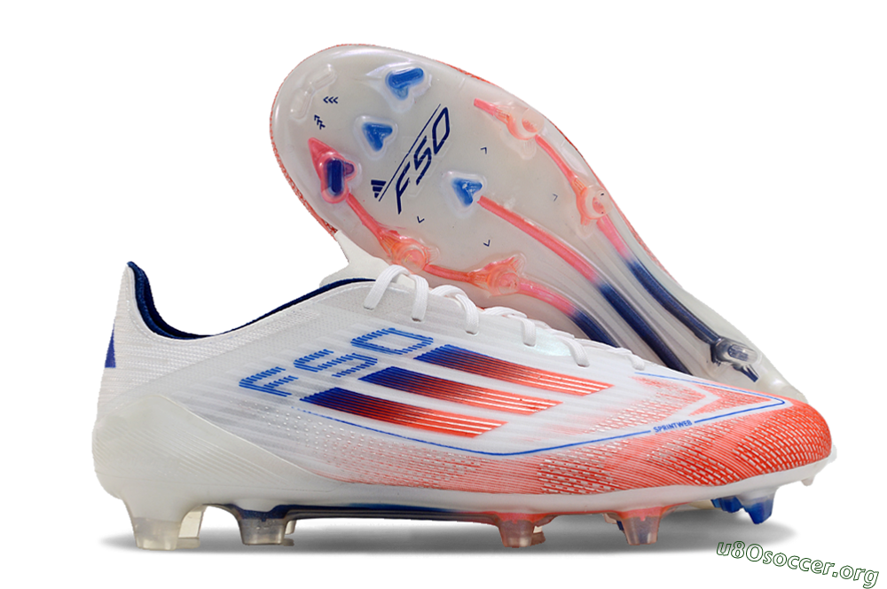Adidas F50 Elite FG Football Boots - White/Red/Blue 2