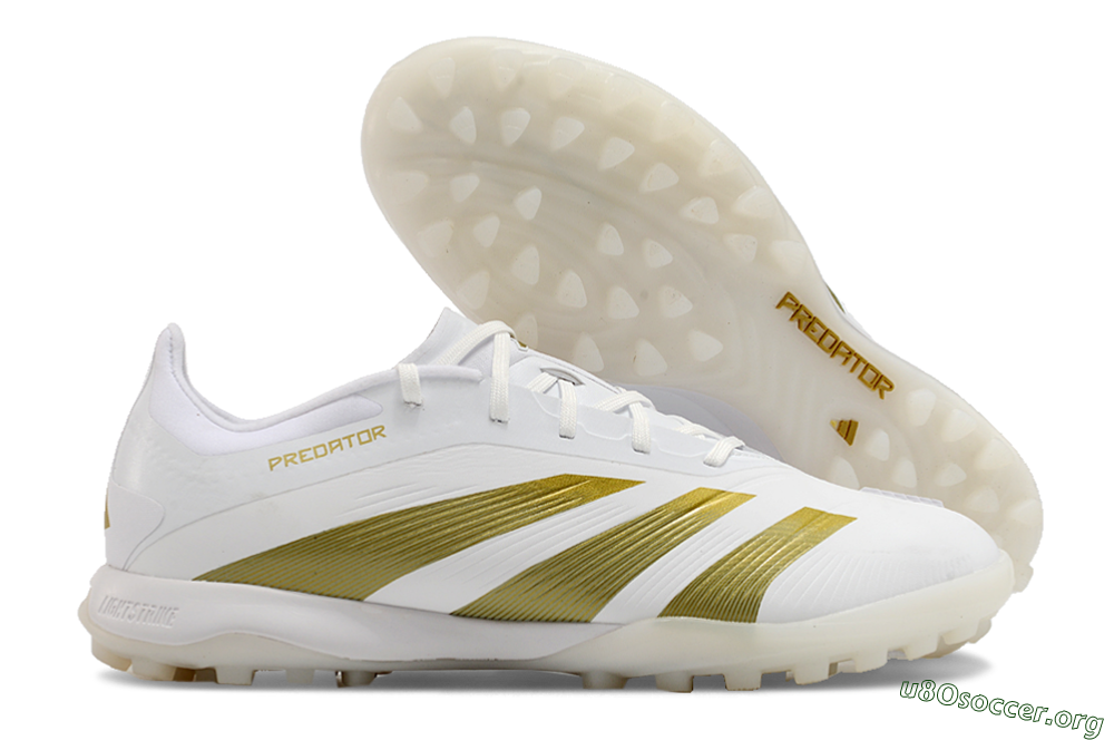 Adidas Predator 24 Elite TF Football Shoes - Beige/White/Gold 2