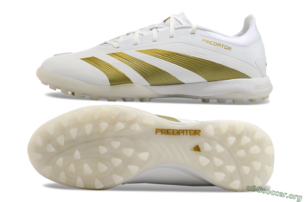 Adidas Predator 24 Elite TF Football Shoes - Beige/White/Gold 1