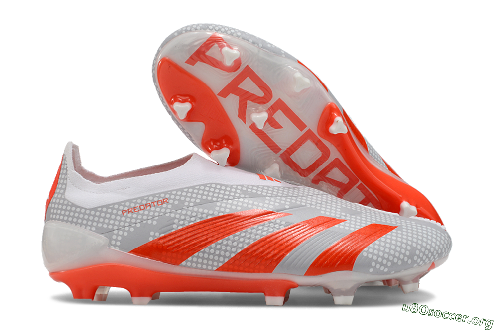 Adidas Predator Elite 24 Laceless FG Football Boots - Grey/Red/White 2