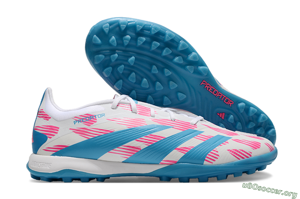 Adidas Predator Elite 24 TF Football Shoes - White/Pink/Blue 2