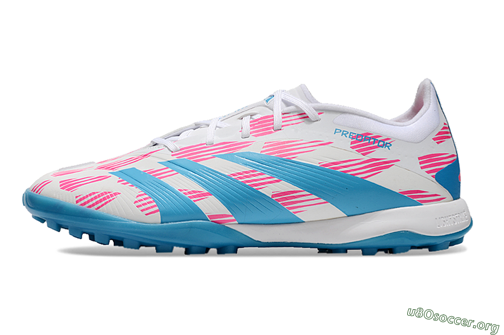 Adidas Predator Elite 24 TF Football Shoes - White/Pink/Blue 3