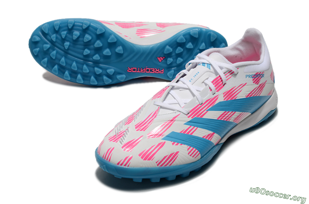 Adidas Predator Elite 24 TF Football Shoes - White/Pink/Blue 0