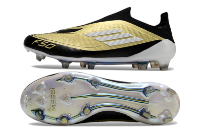 Adidas F50 Adizero Messi Laceless FG Football Boots - Gold/White/Black