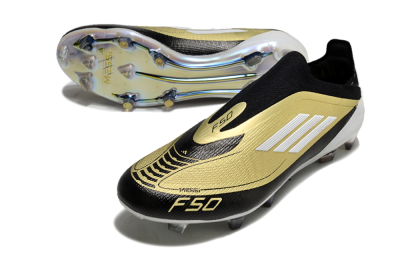 Adidas F50 Adizero Messi Laceless FG Football Boots - Gold/White/Black