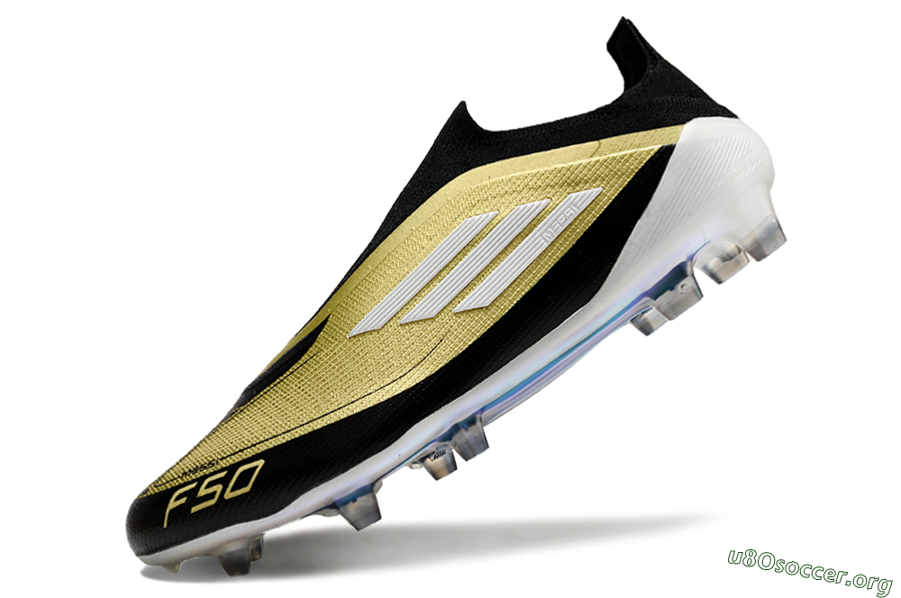 Adidas F50 Adizero Messi Laceless FG Football Boots - Gold/White/Black 5
