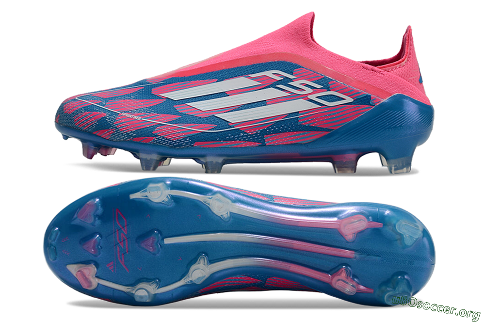 Adidas F50 Elite Laceless FG Football Boots - Blue/Pink/White 6