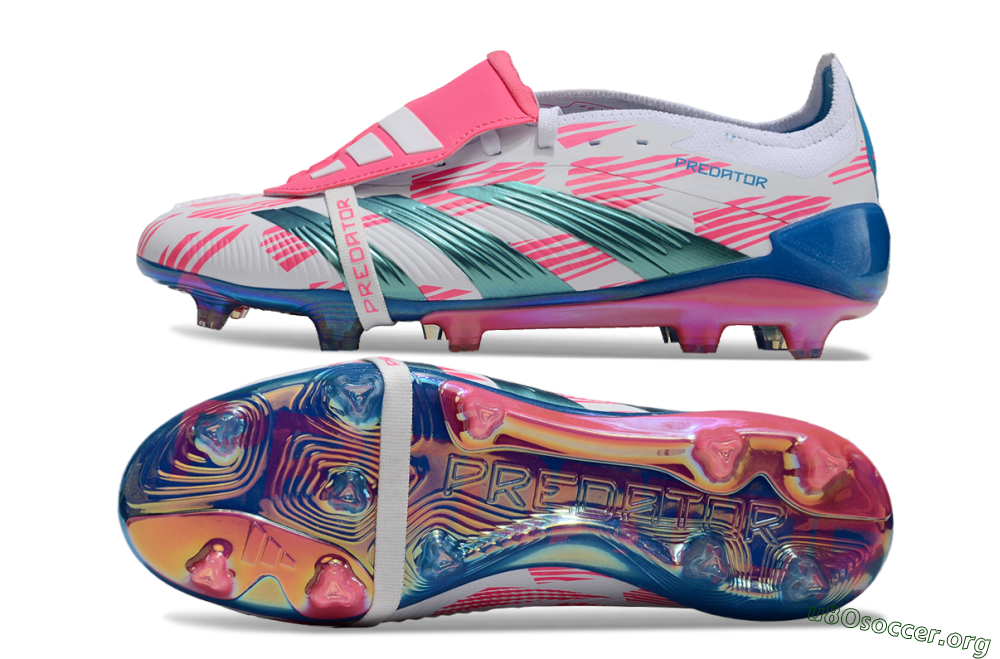 Adidas Predator Elite Foldover Tongue FG Football Boots - White/Blue/Pink 1