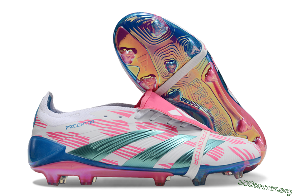 Adidas Predator Elite Foldover Tongue FG Football Boots - White/Blue/Pink 2