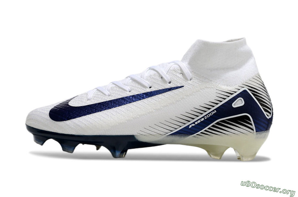 Nike Air Zoom Mercurial Superfly 10 Elite FG Football Boots - White/Black/Blue 3