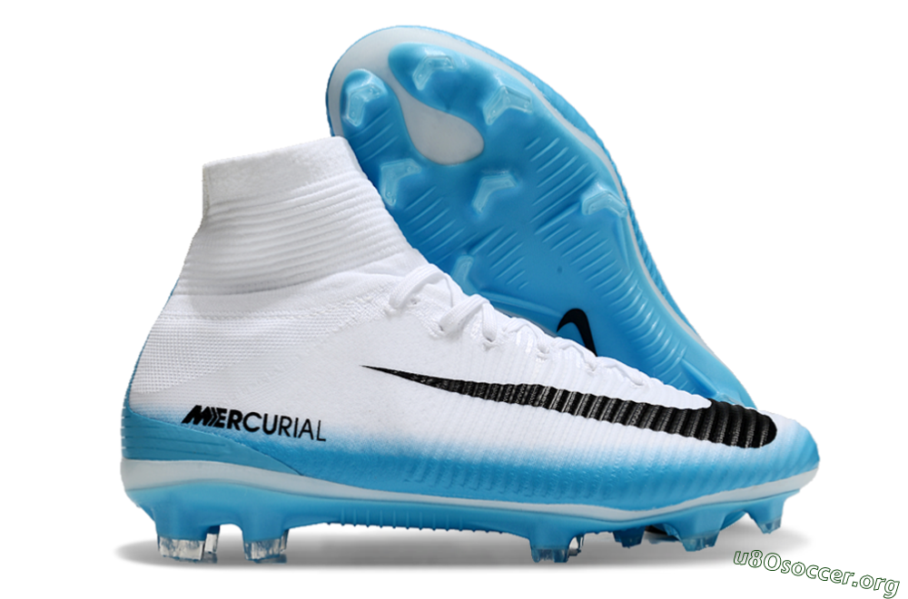 Nike Zoom Mercurial Superfly 5 Elite FG Football Boots - White/Black/Blue 2