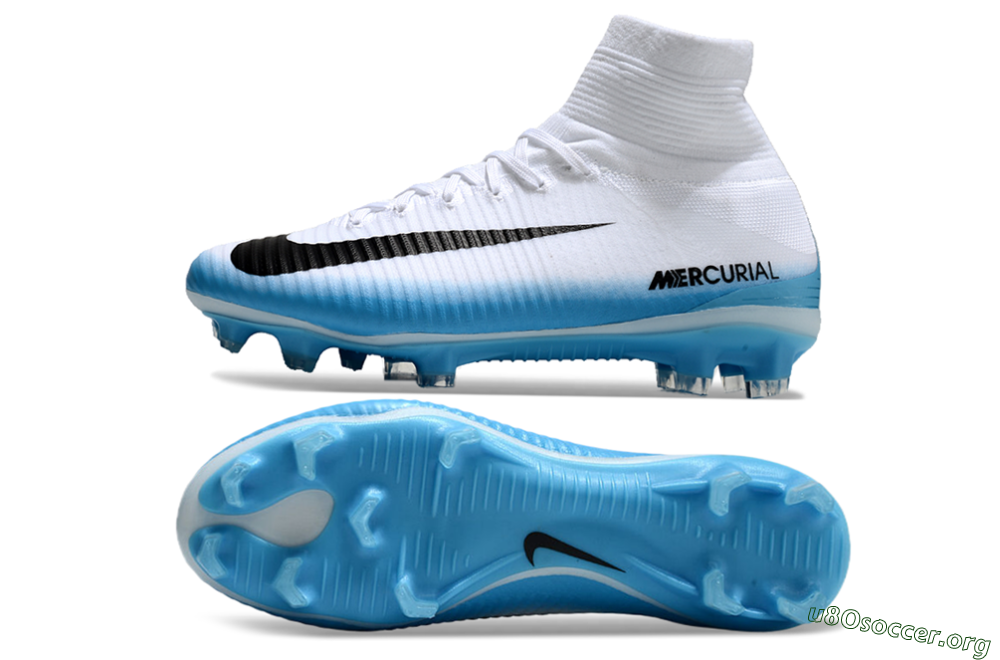 Nike Zoom Mercurial Superfly 5 Elite FG Football Boots - White/Black/Blue 1
