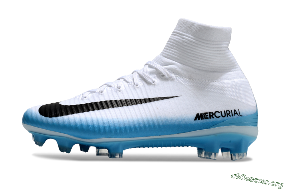 Nike Zoom Mercurial Superfly 5 Elite FG Football Boots - White/Black/Blue 3