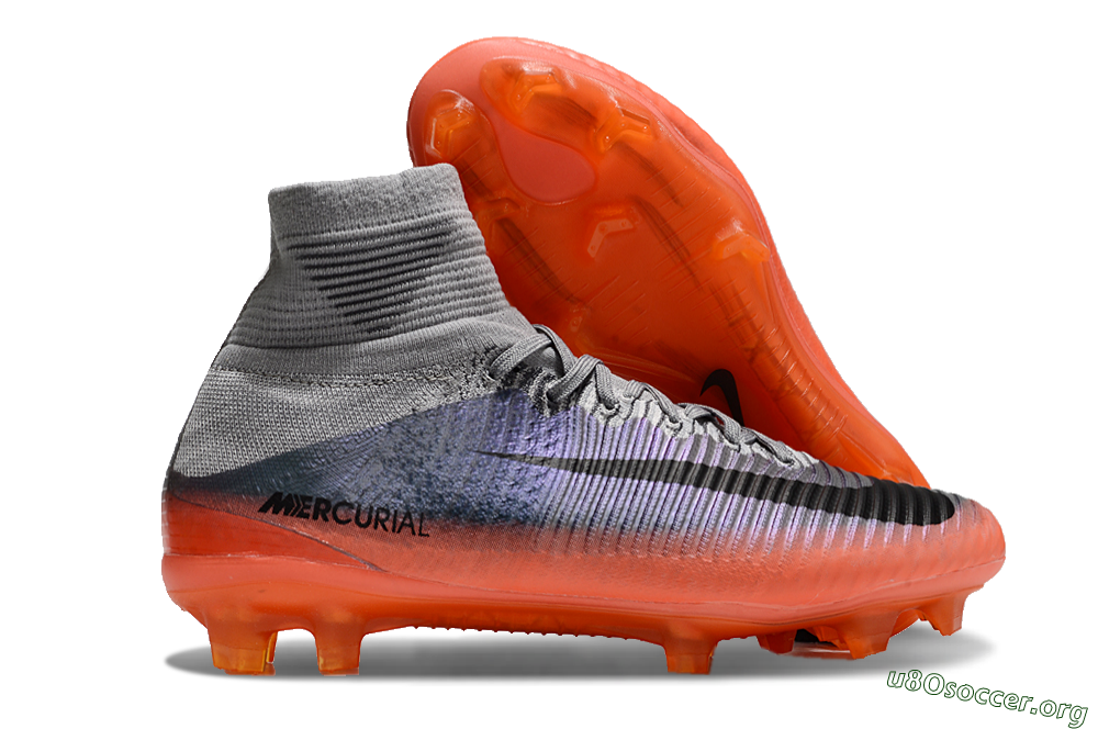 Nike Zoom Mercurial Superfly 5 Elite FG Football Boots - Grey/Black/Orange 2