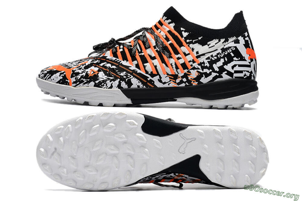Puma Future Z 1.3 Teazer TF Football Shoes - White/Black/Orange 1