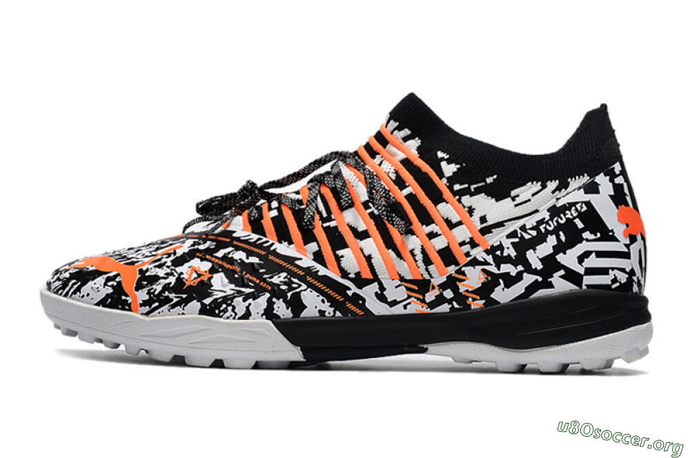 Puma Future Z 1.3 Teazer TF Football Shoes - White/Black/Orange 3