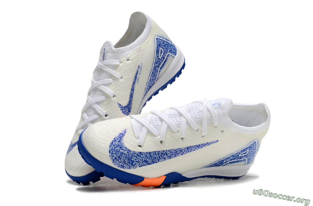 Kids Nike Air Zoom Mercurial Vapor 16 Elite TF Football Shoes - Beige/Blue/White 0