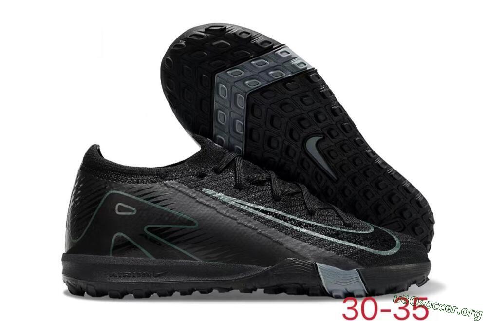 Kids Nike Air Zoom Mercurial Vapor 16 Elite TF Football Shoes - Black/Green/Silver 2