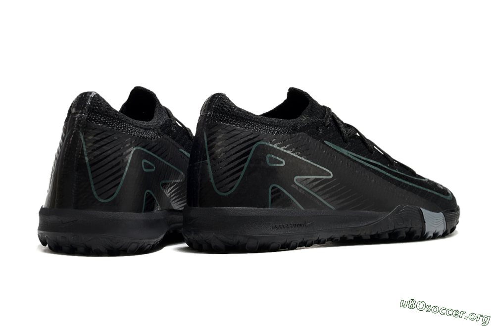 Kids Nike Air Zoom Mercurial Vapor 16 Elite TF Football Shoes - Black/Green/Silver 6