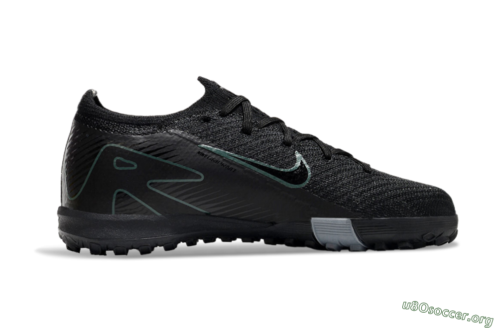 Kids Nike Air Zoom Mercurial Vapor 16 Elite TF Football Shoes - Black/Green/Silver 7