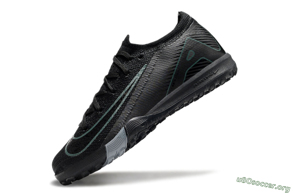 Kids Nike Air Zoom Mercurial Vapor 16 Elite TF Football Shoes - Black/Green/Silver 5