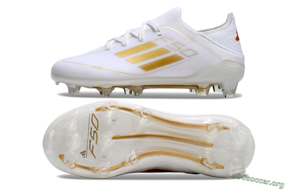 Kids Adidas F50 Elite FG Football Boots - White/Gold/Red 1