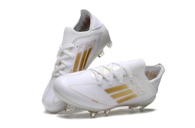Kids Adidas F50 Elite FG Football Boots - White/Gold/Red