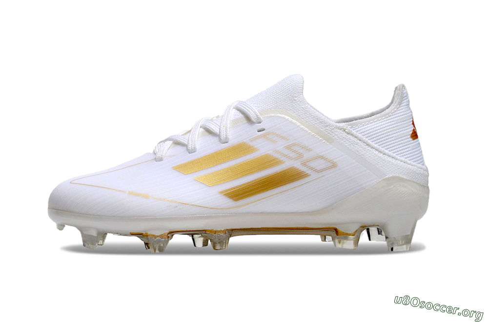 Kids Adidas F50 Elite FG Football Boots - White/Gold/Red 3