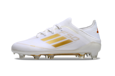 Kids Adidas F50 Elite FG Football Boots - White/Gold/Red