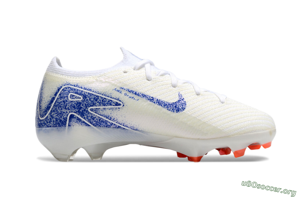 Kids Nike Air Zoom Mercurial Vapor 16 Elite FG Football Boots - Beige/Blue/White 6