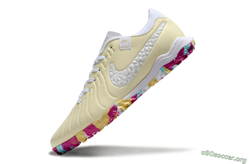 Nike Tiempo Legend 10 Pro TF Football Shoes - Beige/White/Rainbow 5