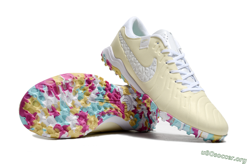 Nike Tiempo Legend 10 Pro TF Football Shoes - Beige/White/Rainbow 1