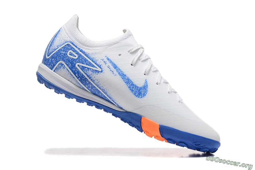 Nike Air Zoom Mercurial Vapor 16 Elite TF Football Shoes - White/Blue/Orange 4