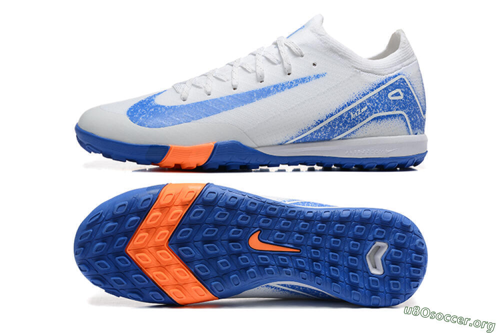 Nike Air Zoom Mercurial Vapor 16 Elite TF Football Shoes - White/Blue/Orange 1