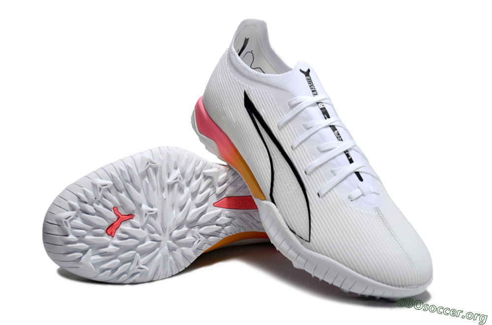 Puma Ultra Ultimate TF Football Shoes - White/Black/Yellow/Pink 0