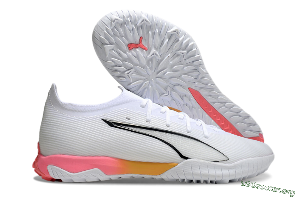 Puma Ultra Ultimate TF Football Shoes - White/Black/Yellow/Pink 2