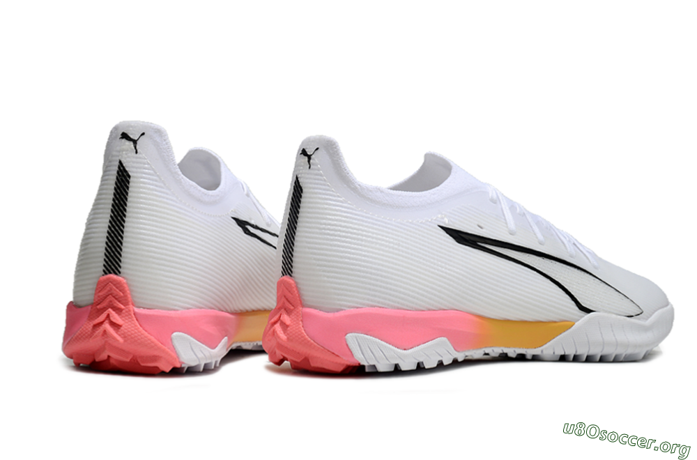 Puma Ultra Ultimate TF Football Shoes - White/Black/Yellow/Pink 6