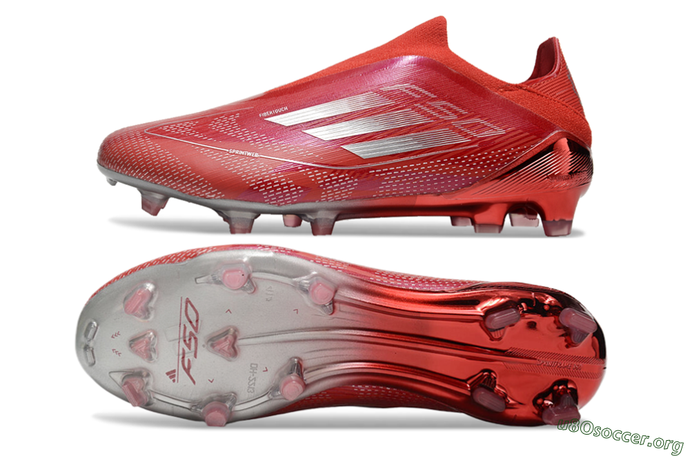 Adidas F50 Elite Laceless FG Football Boots - Red/Silver 1