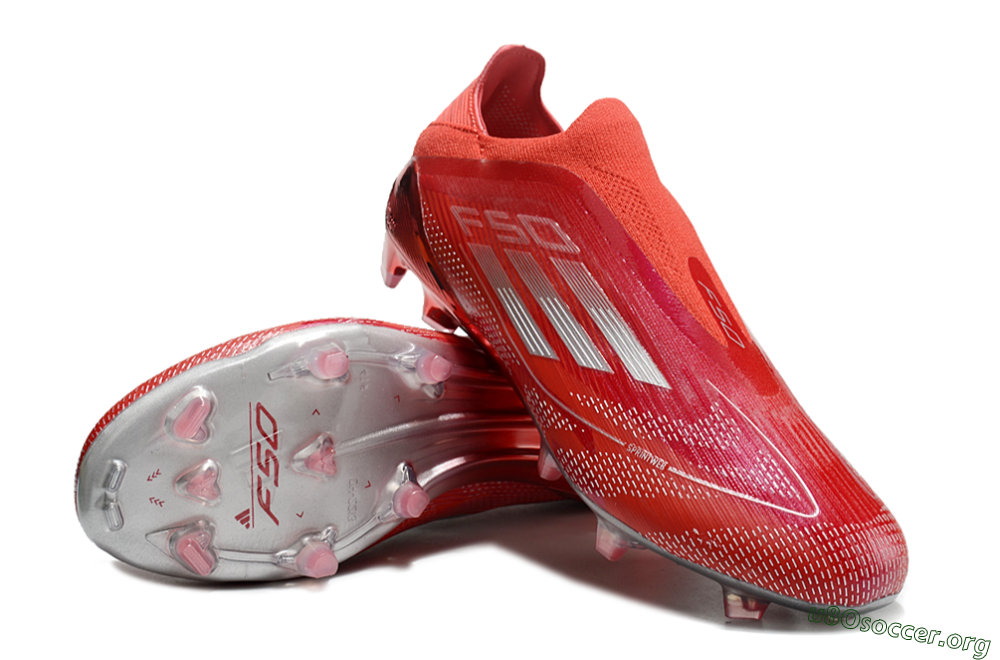 Adidas F50 Elite Laceless FG Football Boots - Red/Silver 0