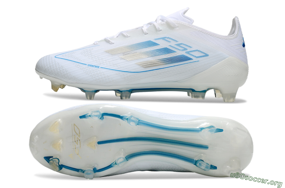 Adidas F50 Elite FG Football Boots - White/Silver/Blue 1