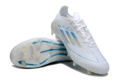 Adidas F50 Elite FG Football Boots - White/Silver/Blue