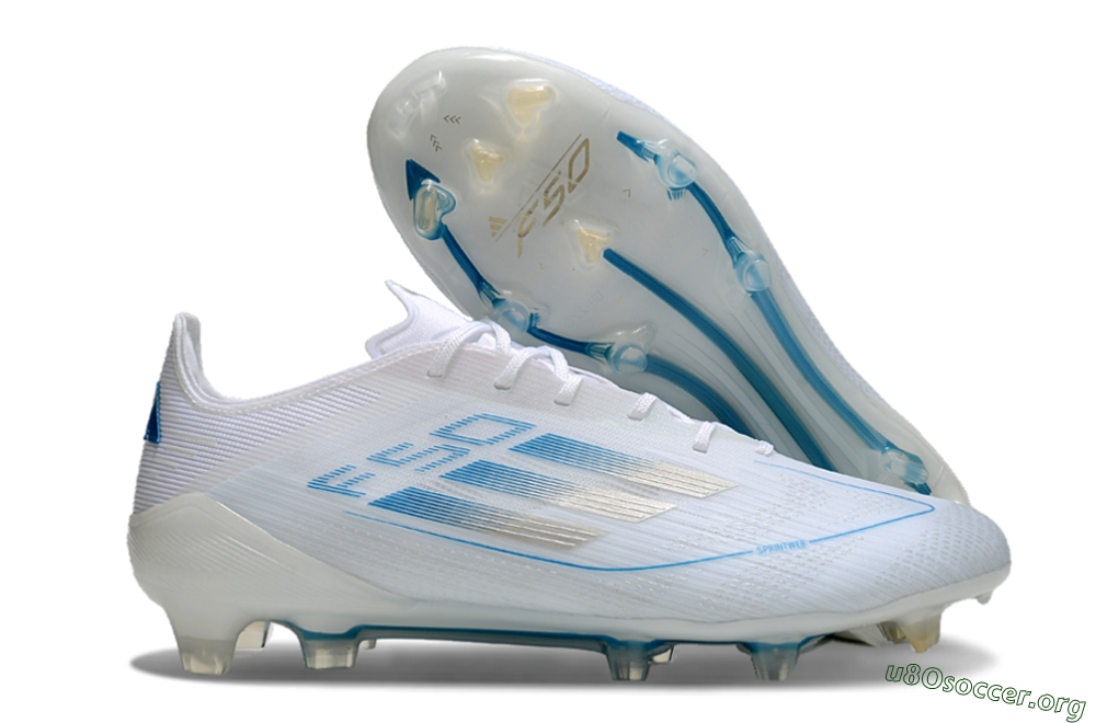 Adidas F50 Elite FG Football Boots - White/Silver/Blue 2