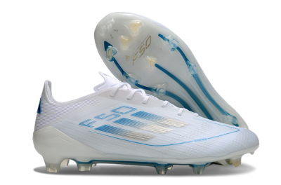 Adidas F50 Elite FG Football Boots - White/Silver/Blue